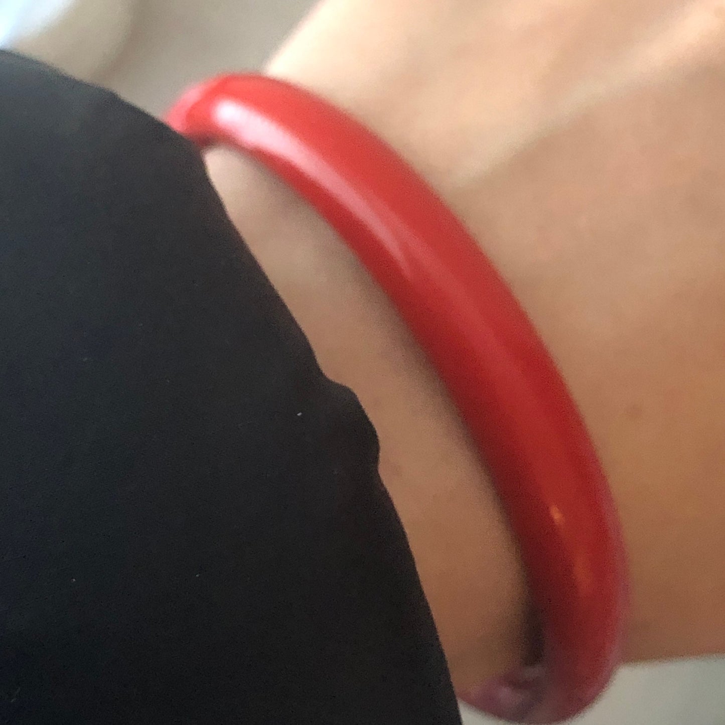 56 mm Red Cinnabar Bangle with Carved Six Word Blessing in the Inner side