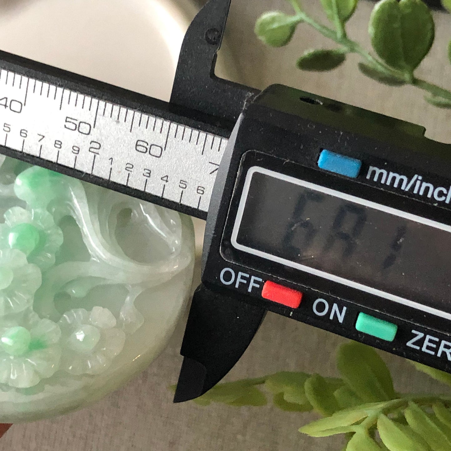 46.6 mm Green Jadeite Jade Carved Bird  Flower Scenery Pendant