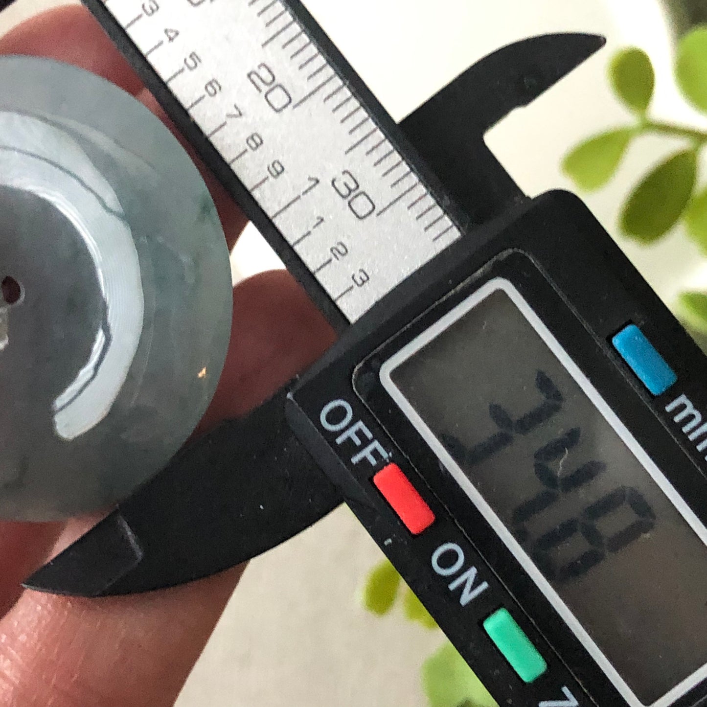 31.8 mm Icy Blue Green Floating Flowers Jadeite Jade Peace Donut Pendant