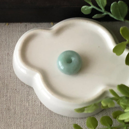 16.2mm Jadeite Jade Green Bead Donut Charm Pendant