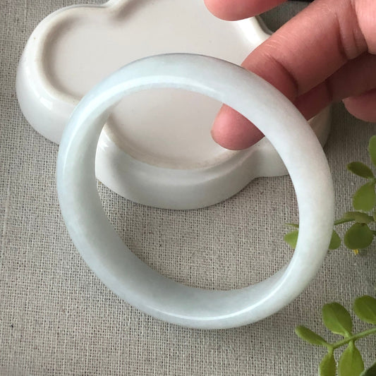 58mm Milky White Tint Blue Jadeite Jade Bangle