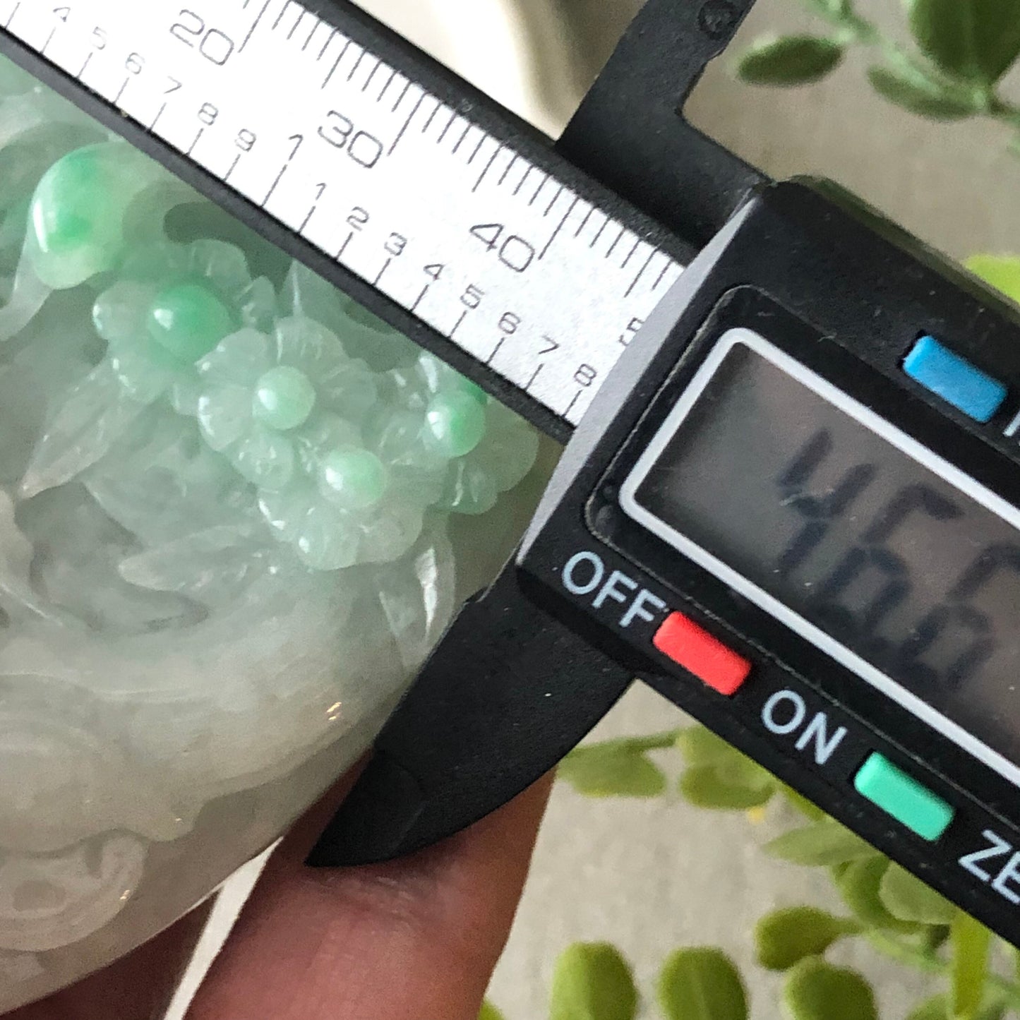 46.6 mm Green Jadeite Jade Carved Bird  Flower Scenery Pendant