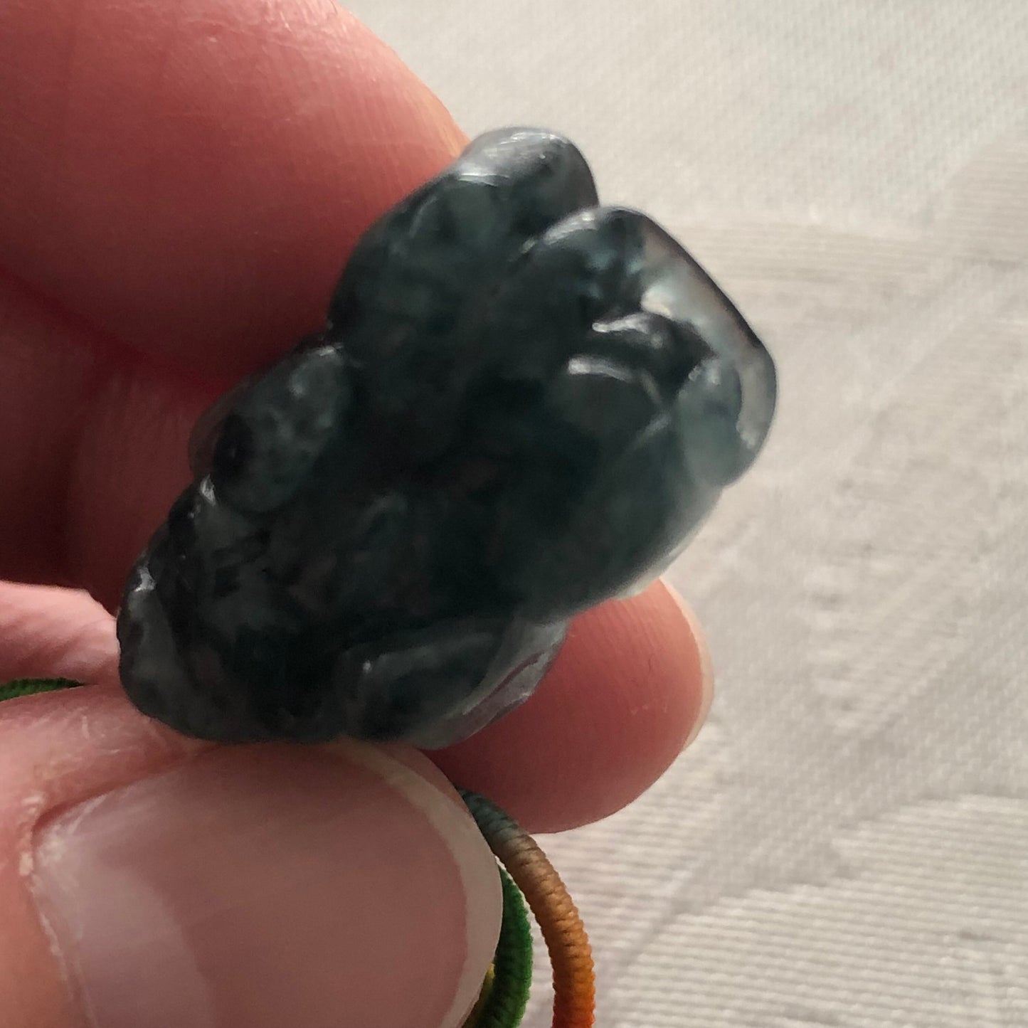 20mm Icy Navy Blue Jadeite Jade Carved Pixiu Pendant Bracelet Charm