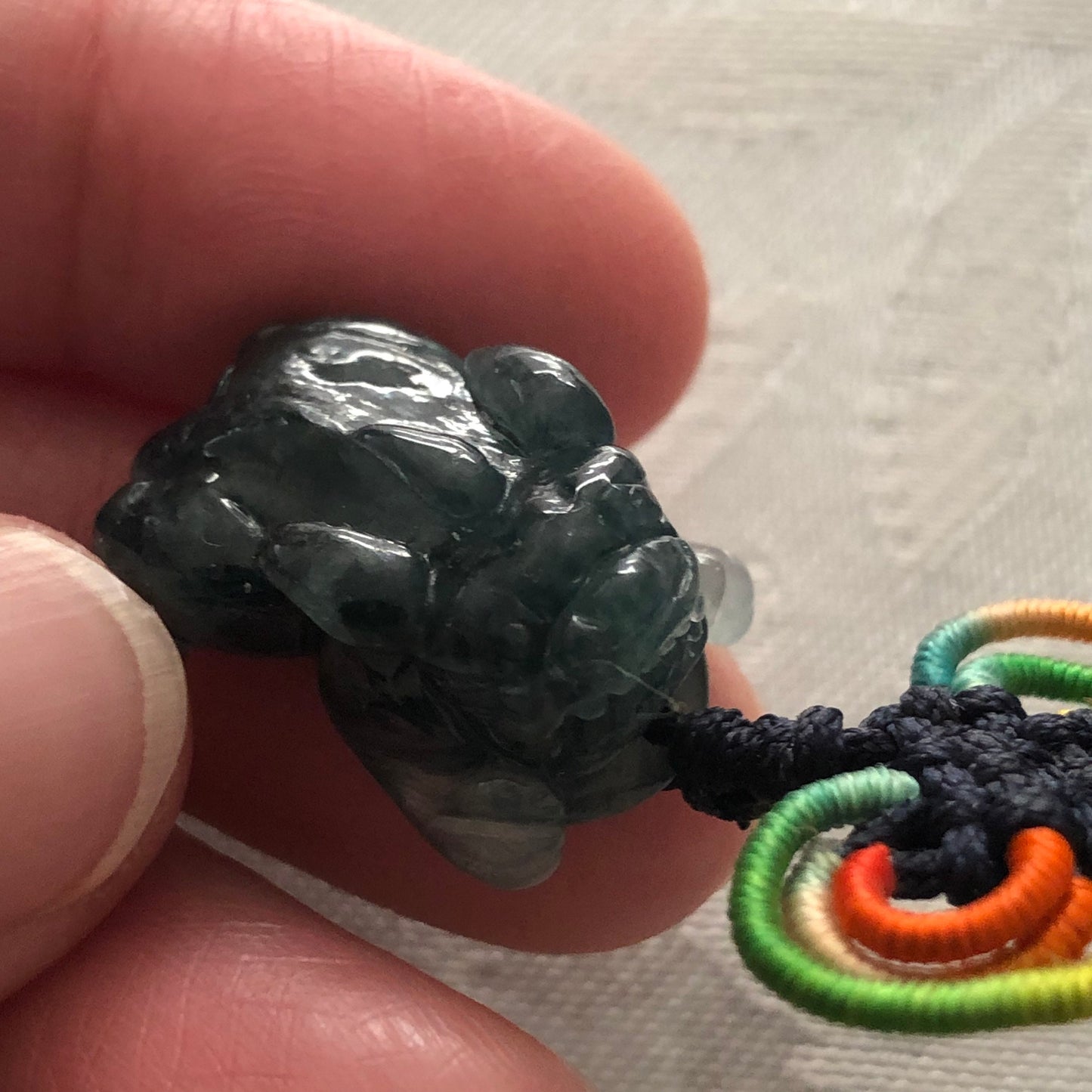 20mm Icy Navy Blue Jadeite Jade Carved Pixiu Pendant Bracelet Charm