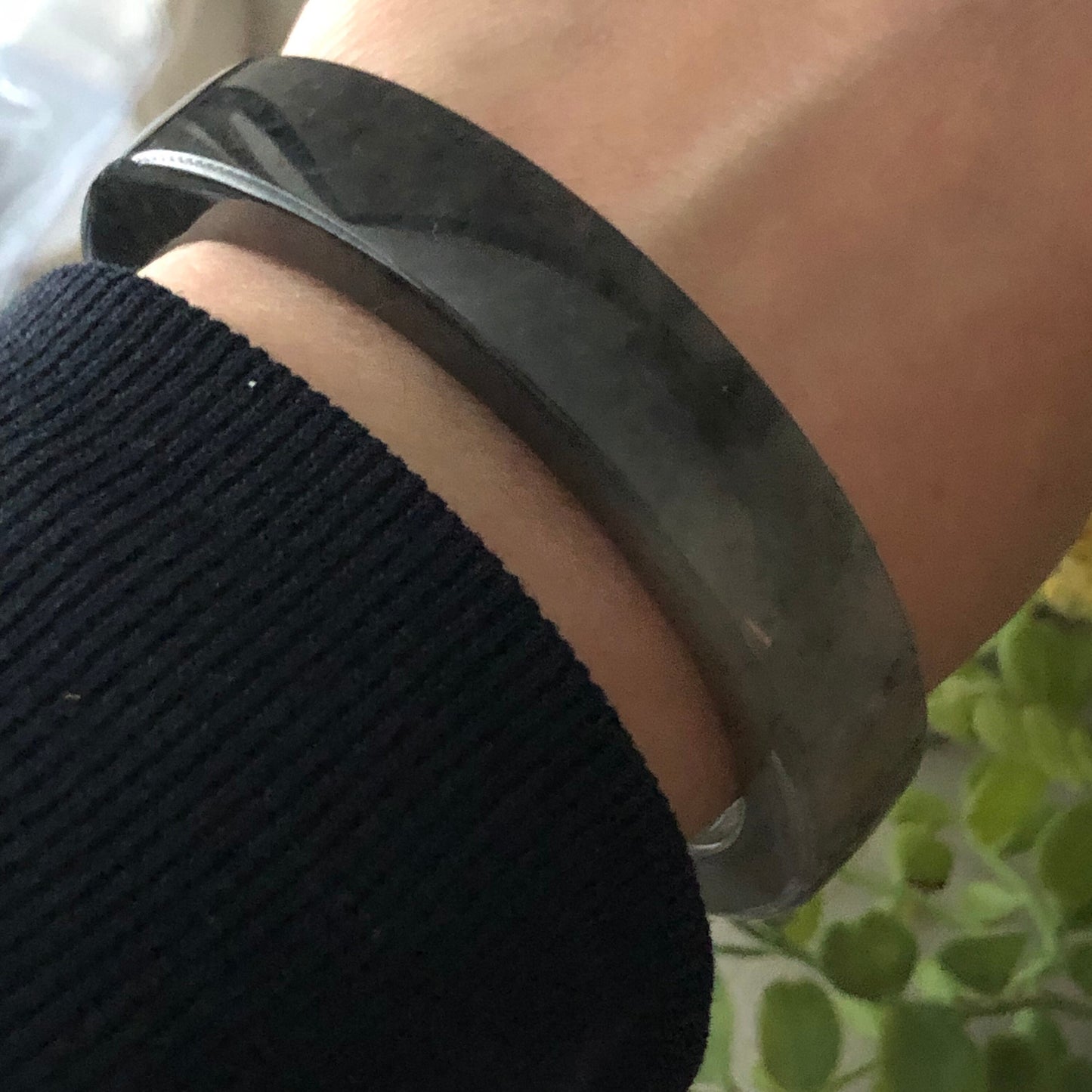 56mm Jadeite Jade Earthy Wuji Tint Yellow Cuff Bangle