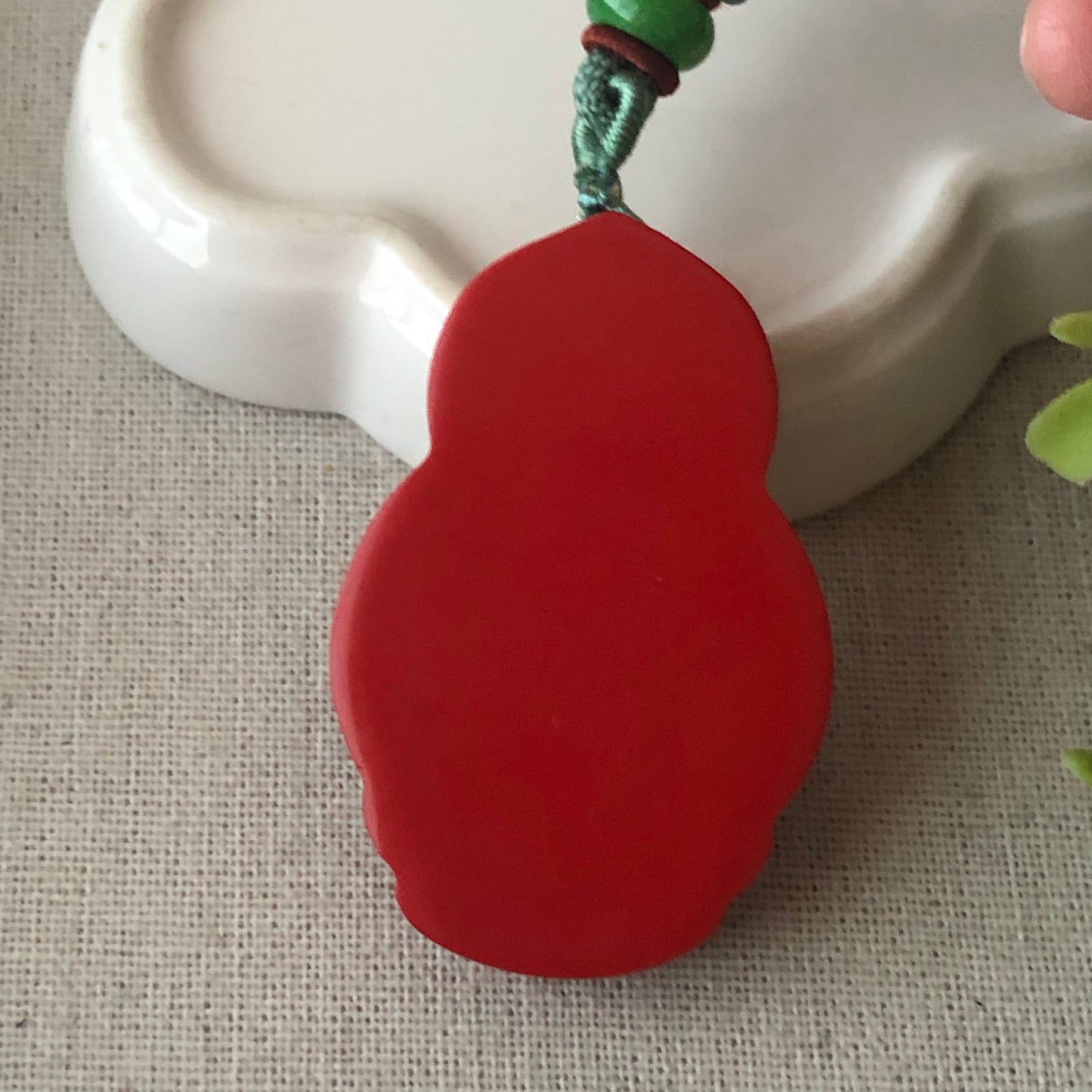 52.5 mm Cinnabar Carved Red Guanyin Pendant NOT JADE