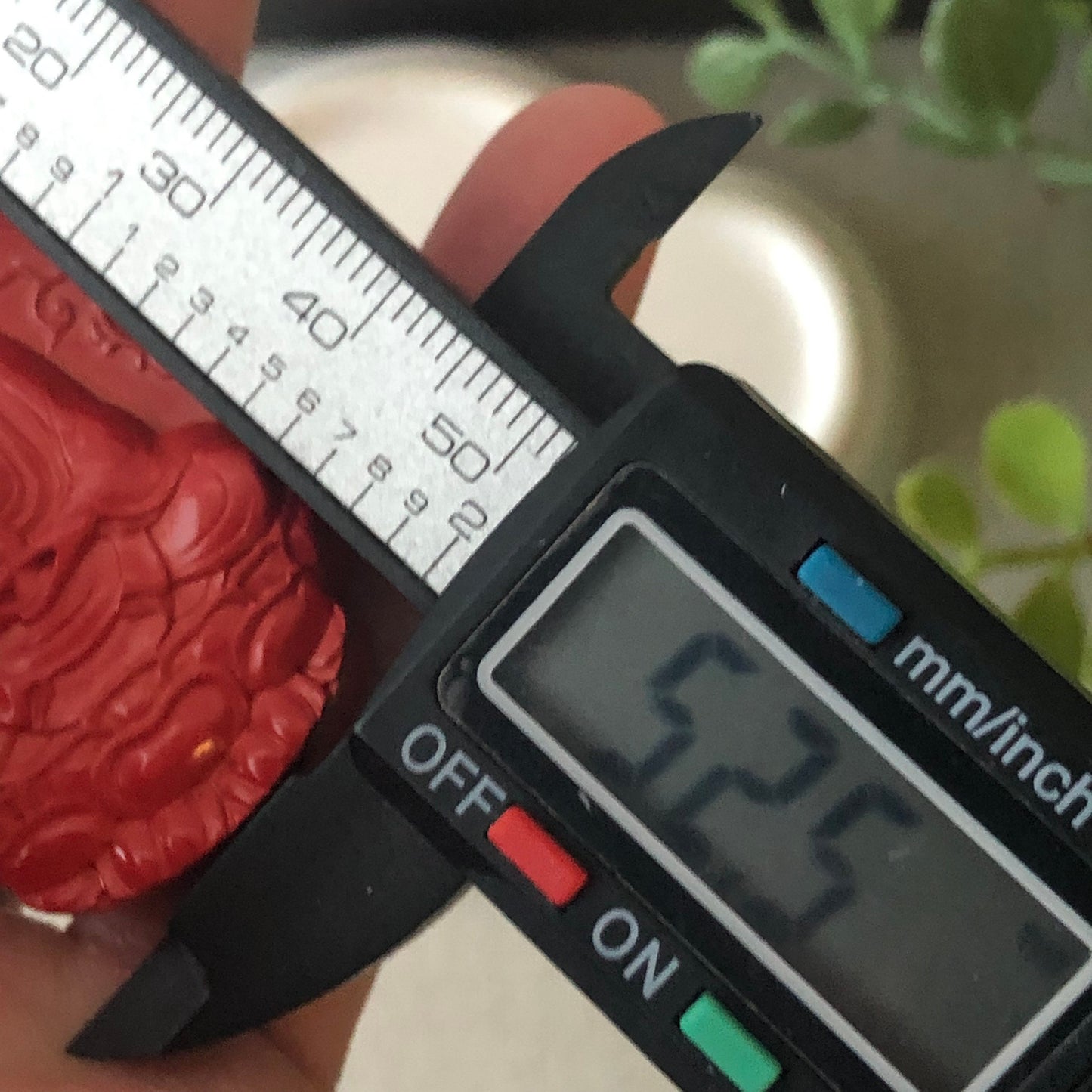 52.5 mm Cinnabar Carved Red Guanyin Pendant NOT JADE