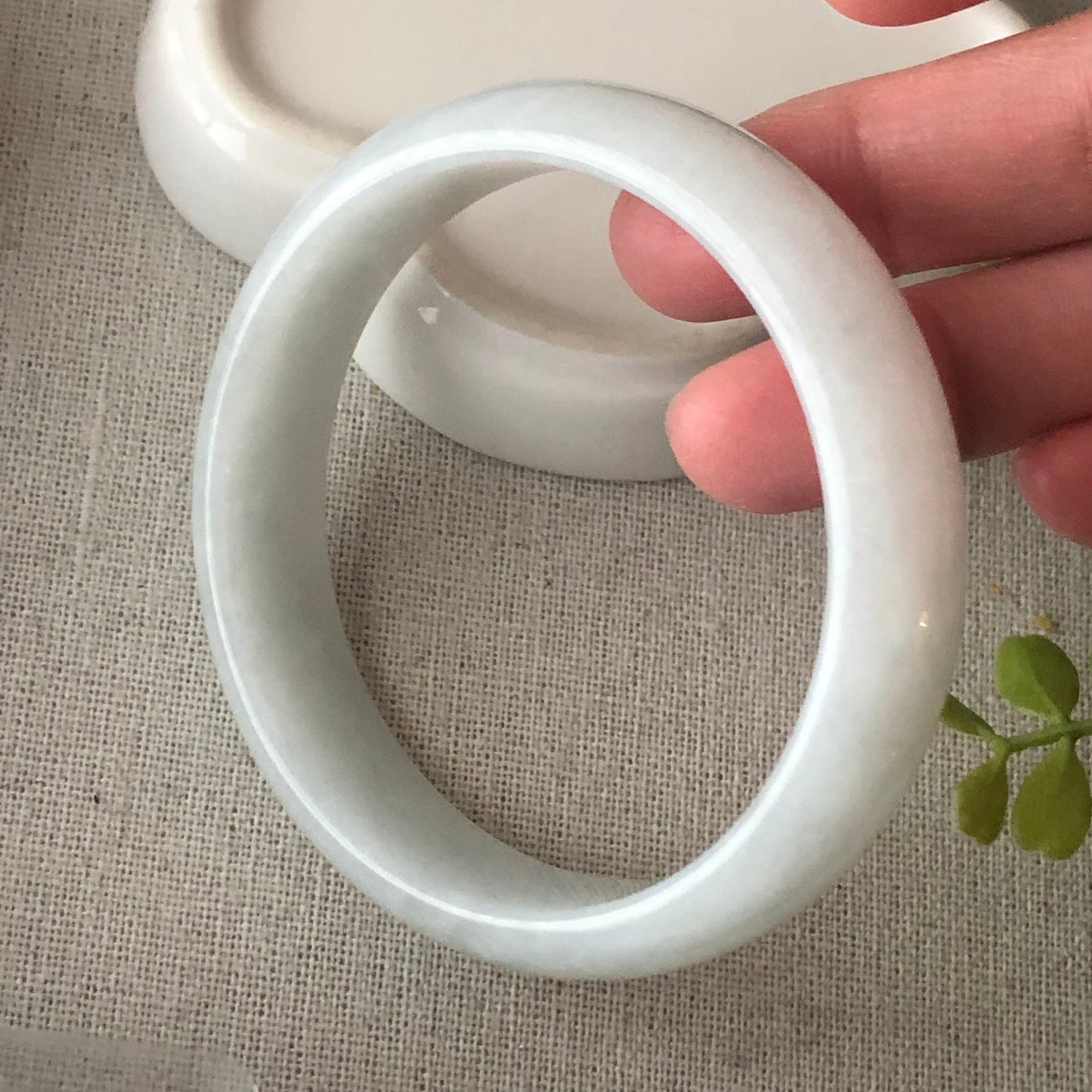 58mm Milky White Tint Blue Jadeite Jade Bangle