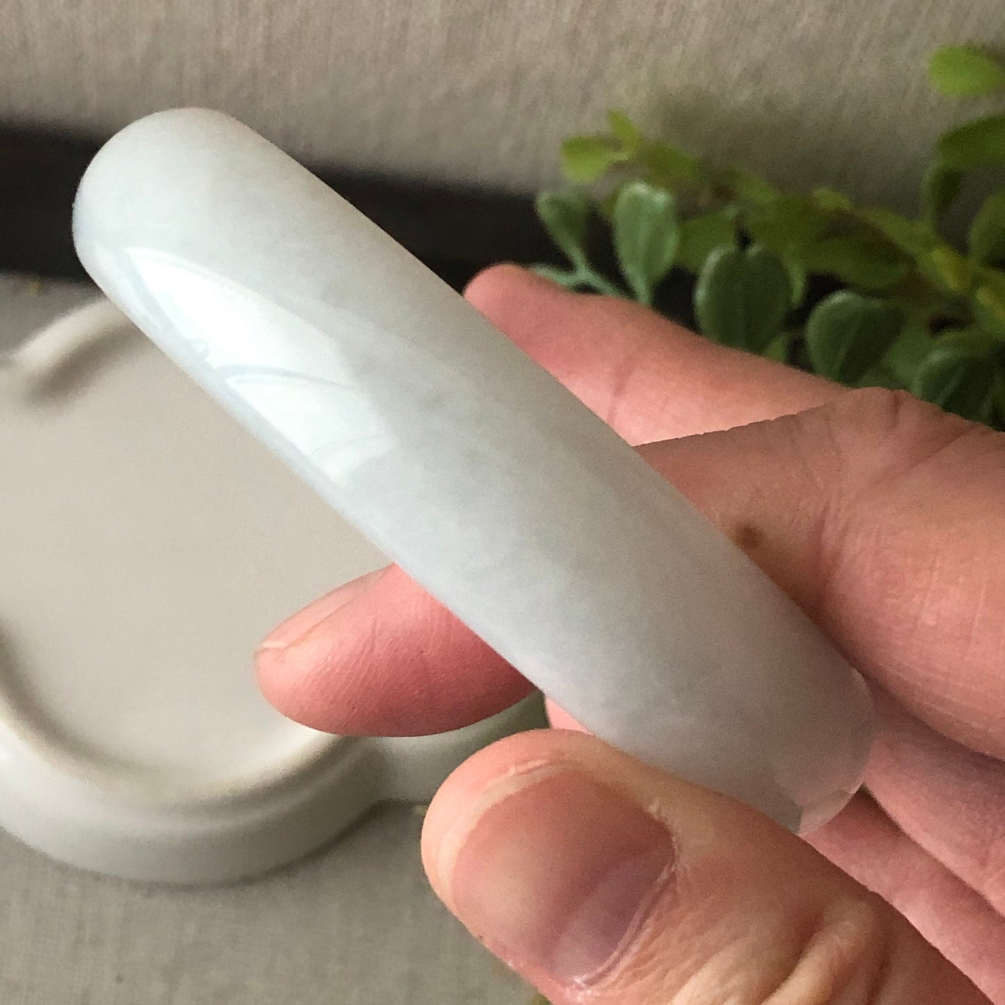 58mm Milky White Tint Blue Jadeite Jade Bangle