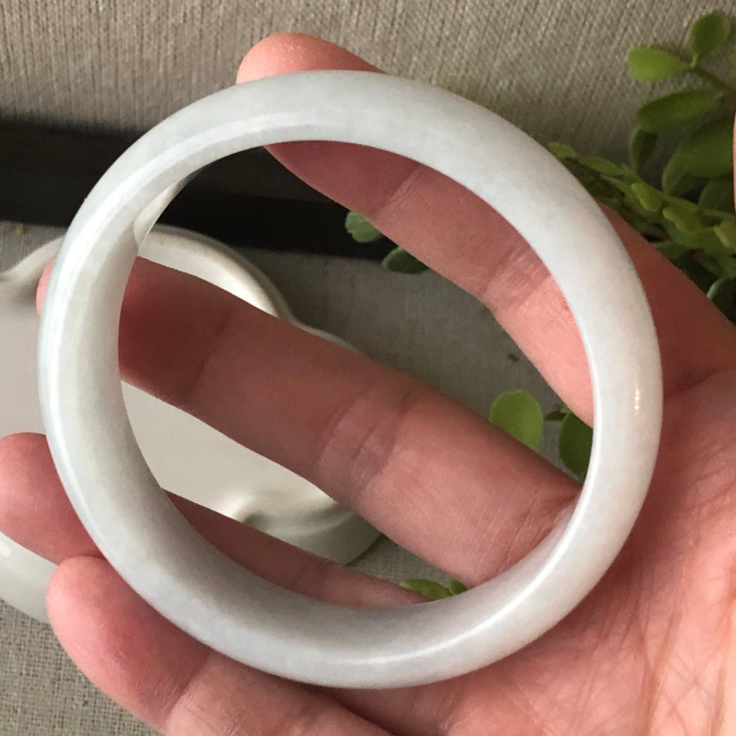58mm Milky White Tint Blue Jadeite Jade Bangle