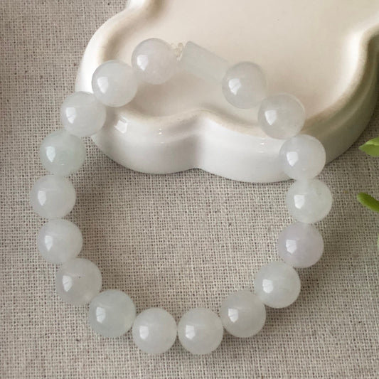 11mm Jadeite Jade Icy Bead Bracelet 17pcs.