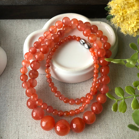 4.2-12mm High Quality Red Agate Grade A Natural Bead Bracelet Necklace Red Gradient Tone