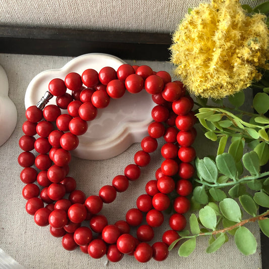 10 mm Cinnabar Red Bead Bracelet Necklace