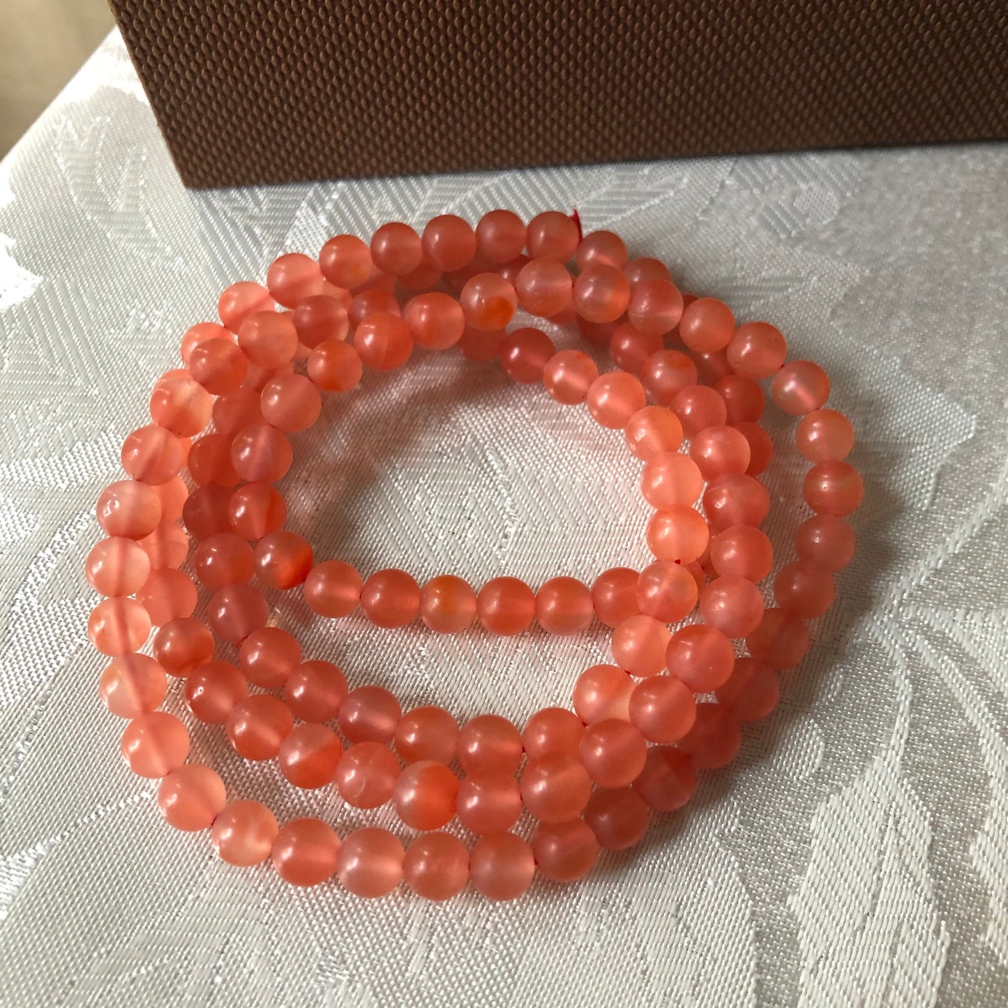 6.4mm High Quality Red Agate Grade A Natural Bead Bracelet Necklace Red Gradient Tone