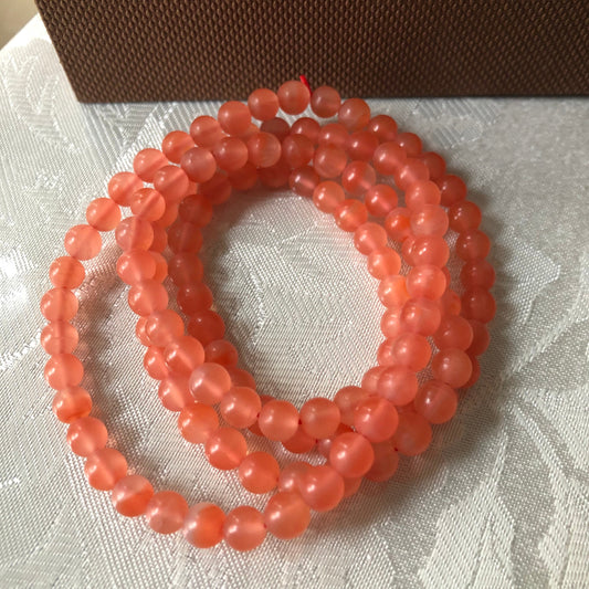 6.4mm High Quality Red Agate Grade A Natural Bead Bracelet Necklace Red Gradient Tone