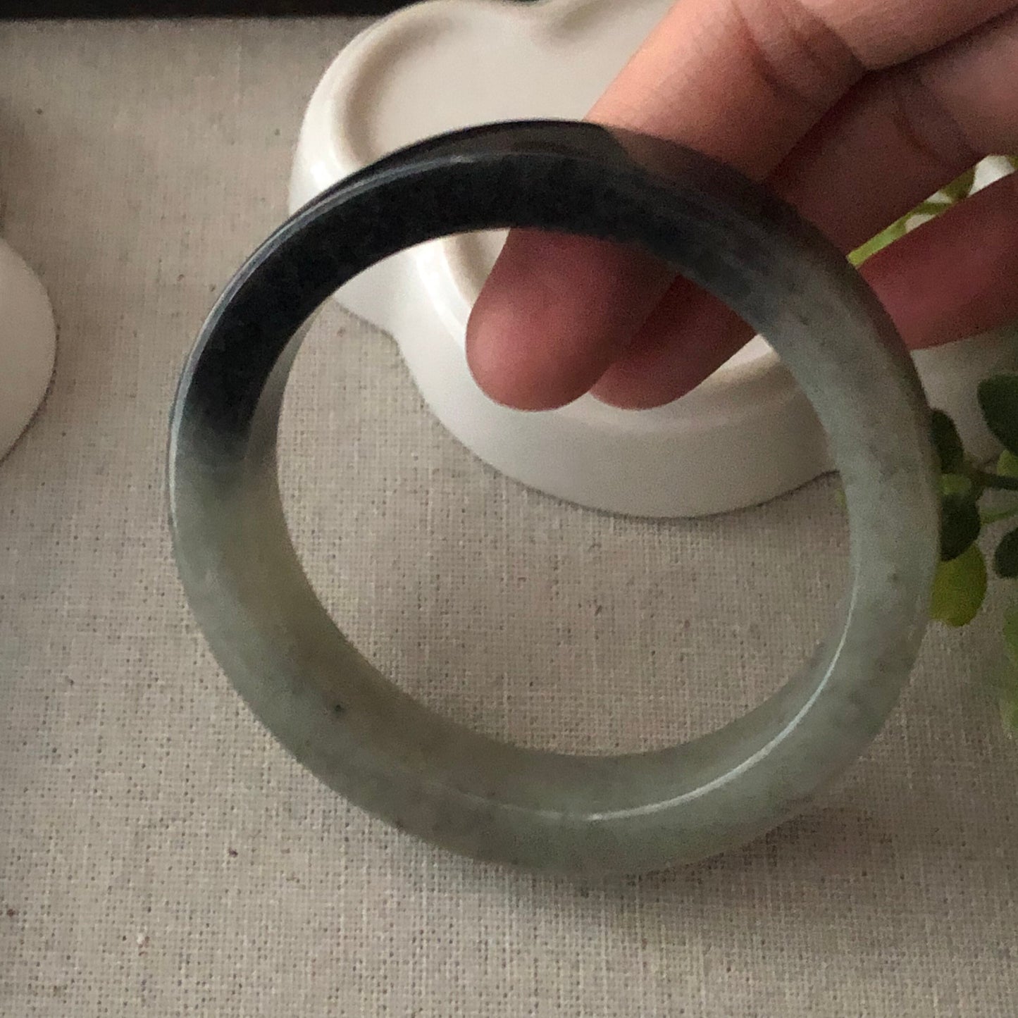 56mm Jadeite Jade Earthy Wuji Tint Yellow Cuff Bangle