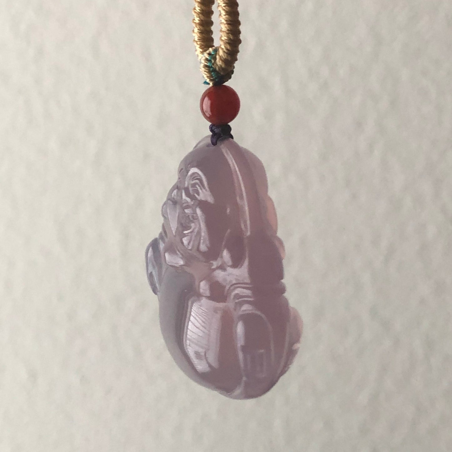 36 mm High Quality Agate Carved Lavender Buddha Pendant