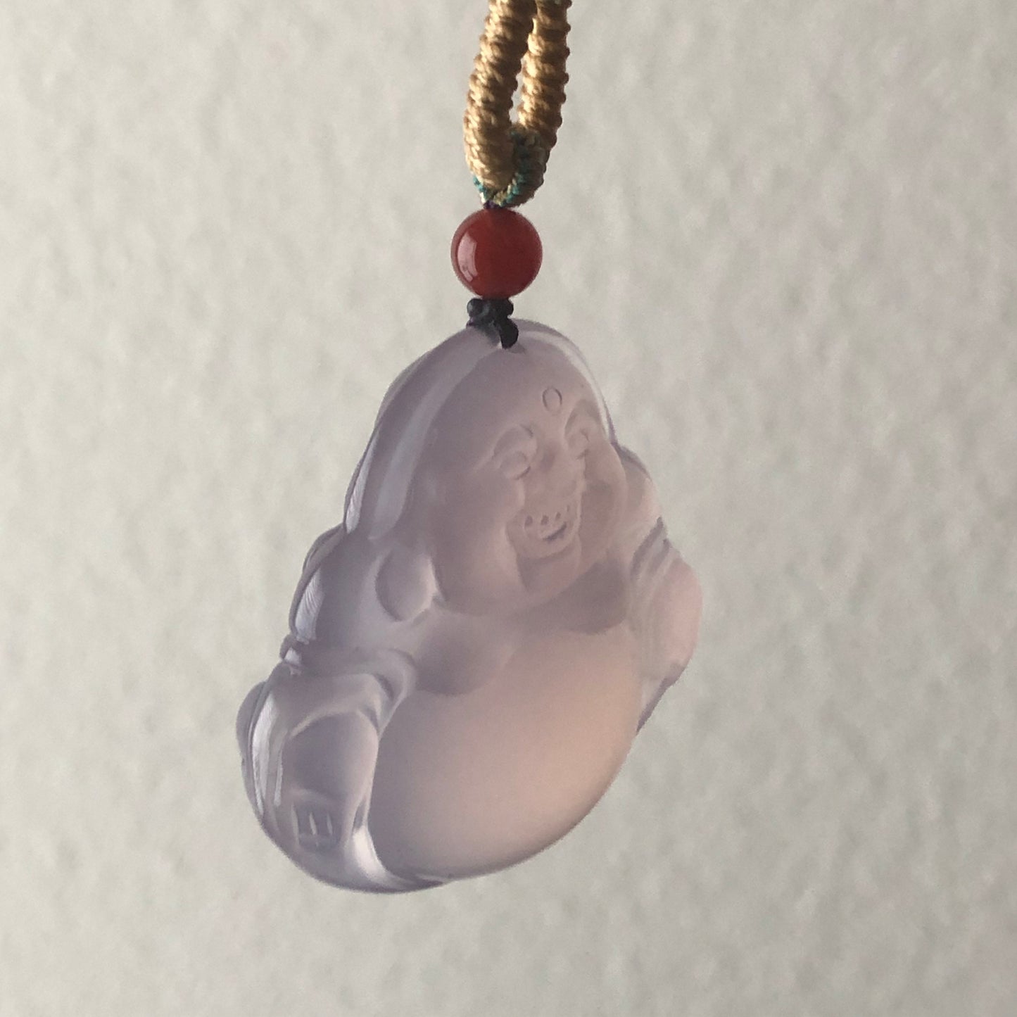 36 mm High Quality Agate Carved Lavender Buddha Pendant