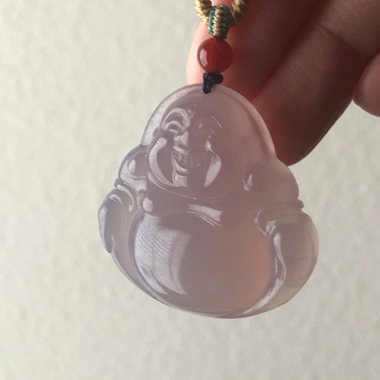 36 mm High Quality Agate Carved Lavender Buddha Pendant