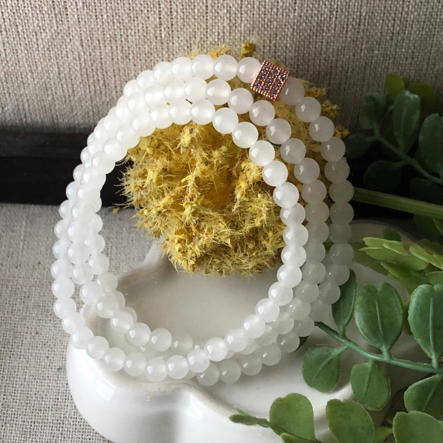 5mm Icy Mini Hetian Jade Round Bead Bracelet Necklace