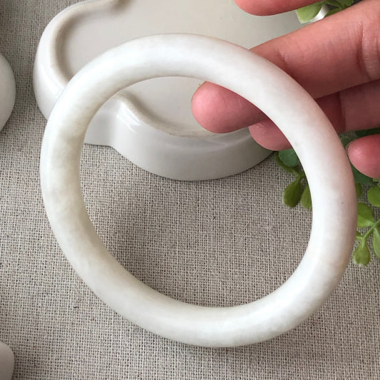 60mm Matte Earthy White Hetian Jade Bangle