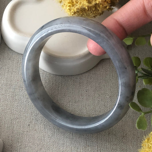 57mm Grade A Icy Wuji Grey Jadeite Jade Bangle