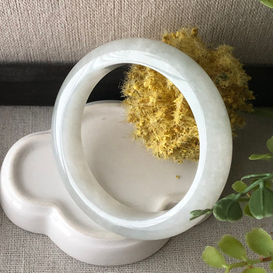 55mm Icy Jadeite Jade Light Green Tone Bangle