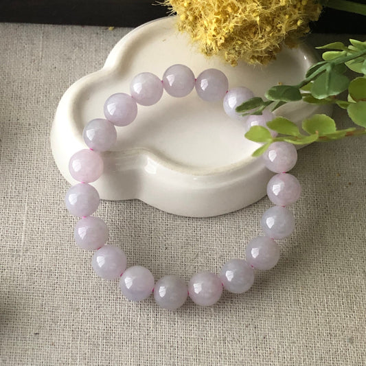 Reserved. 10mm Icy Glossy Lavender Round Bead Bracelet 19pcs. RARE