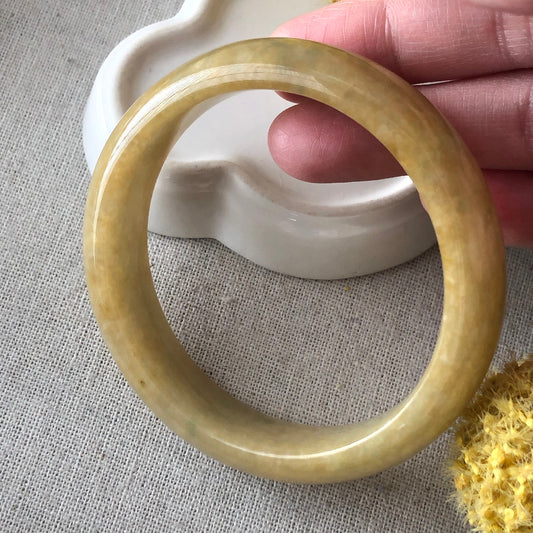 57mm Jadeite Jade Yellow Green Tone Bangle