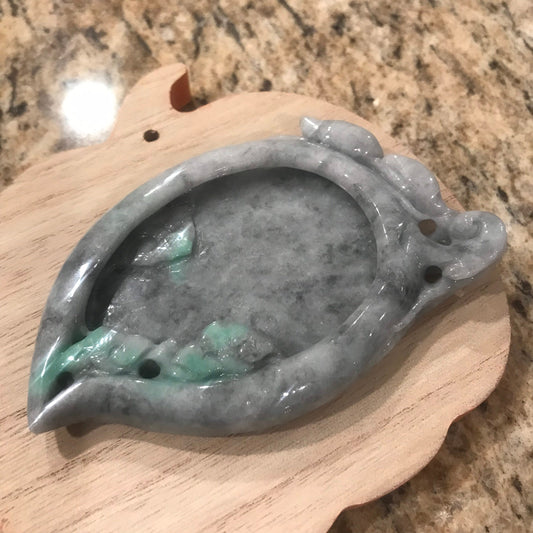 106 mm Jadeite Jade Wuji Green Candy Jewelry Dish Carved Design Display