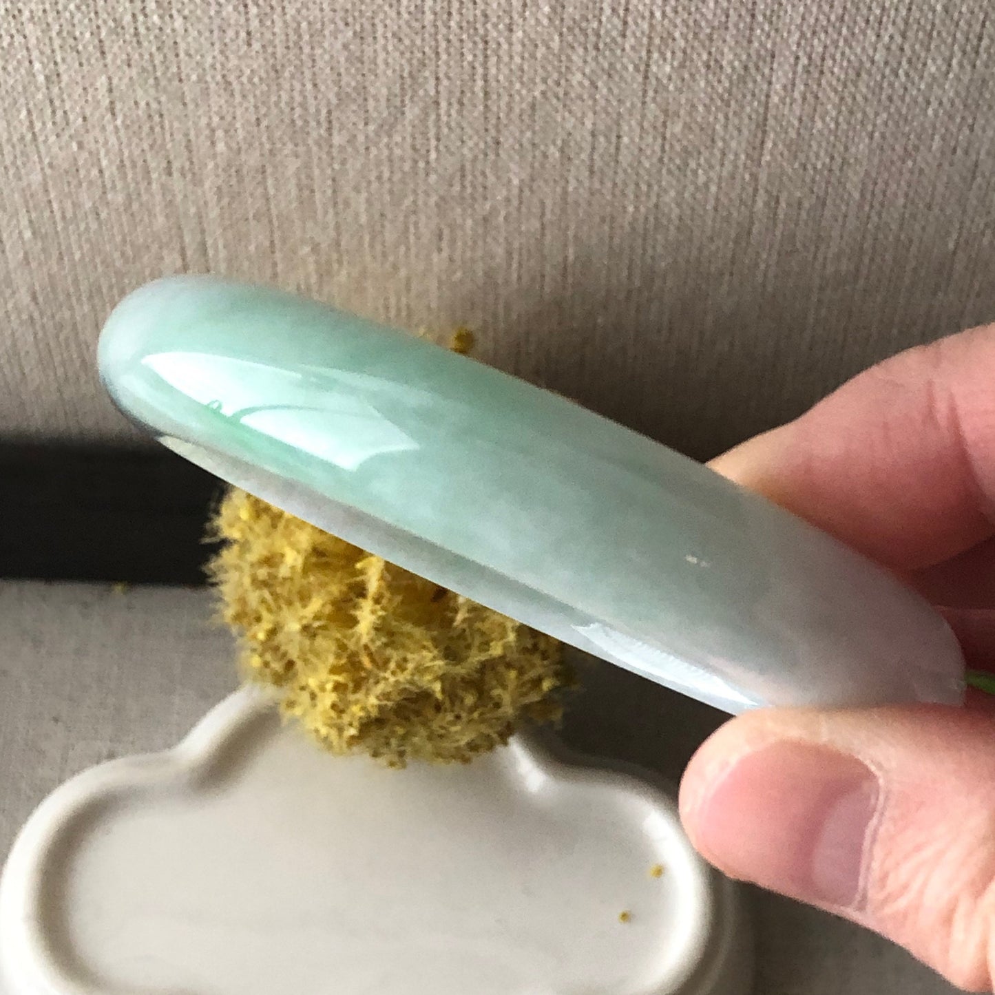 55mm Glossy Green D-shaped Bangle