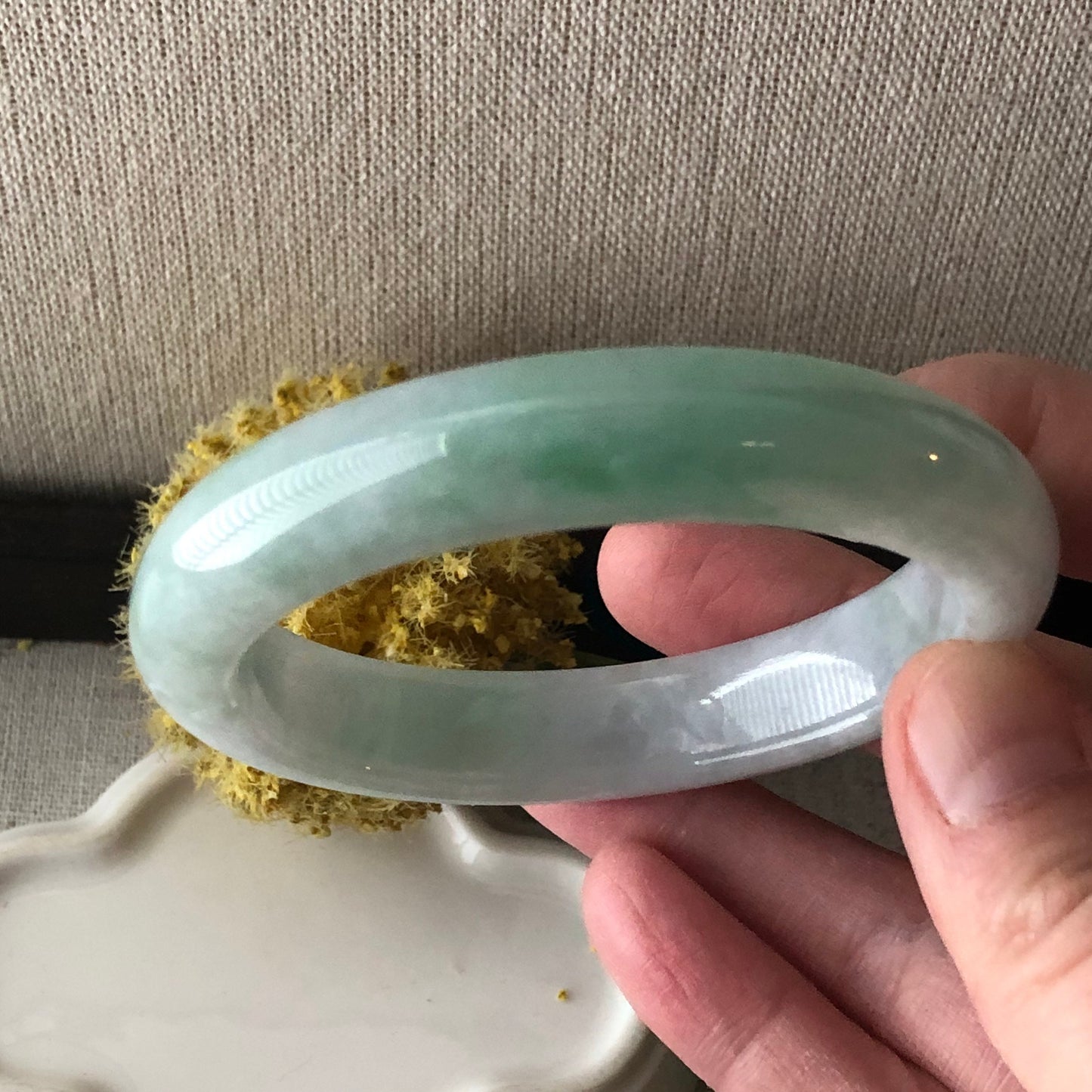 55mm Glossy Green D-shaped Bangle