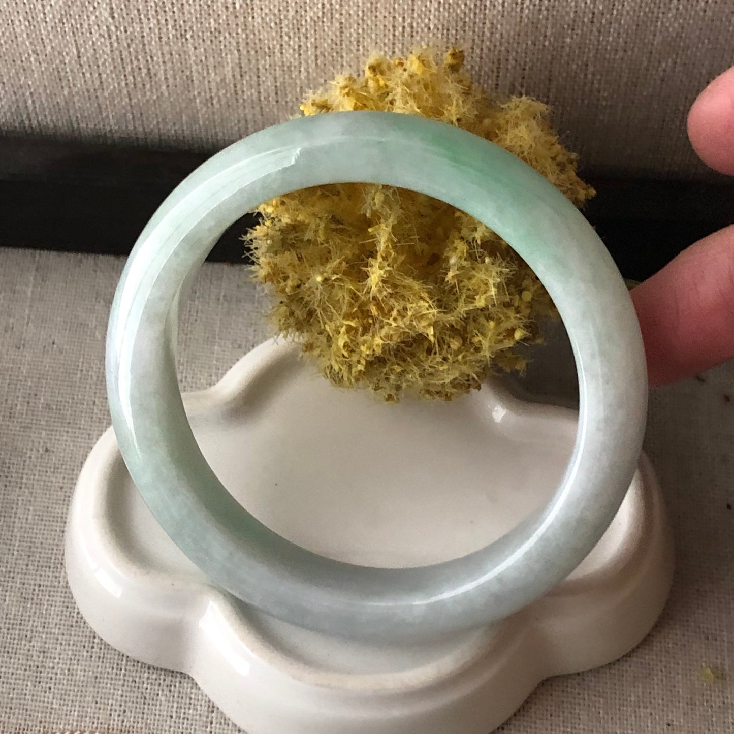 55mm Glossy Green D-shaped Bangle