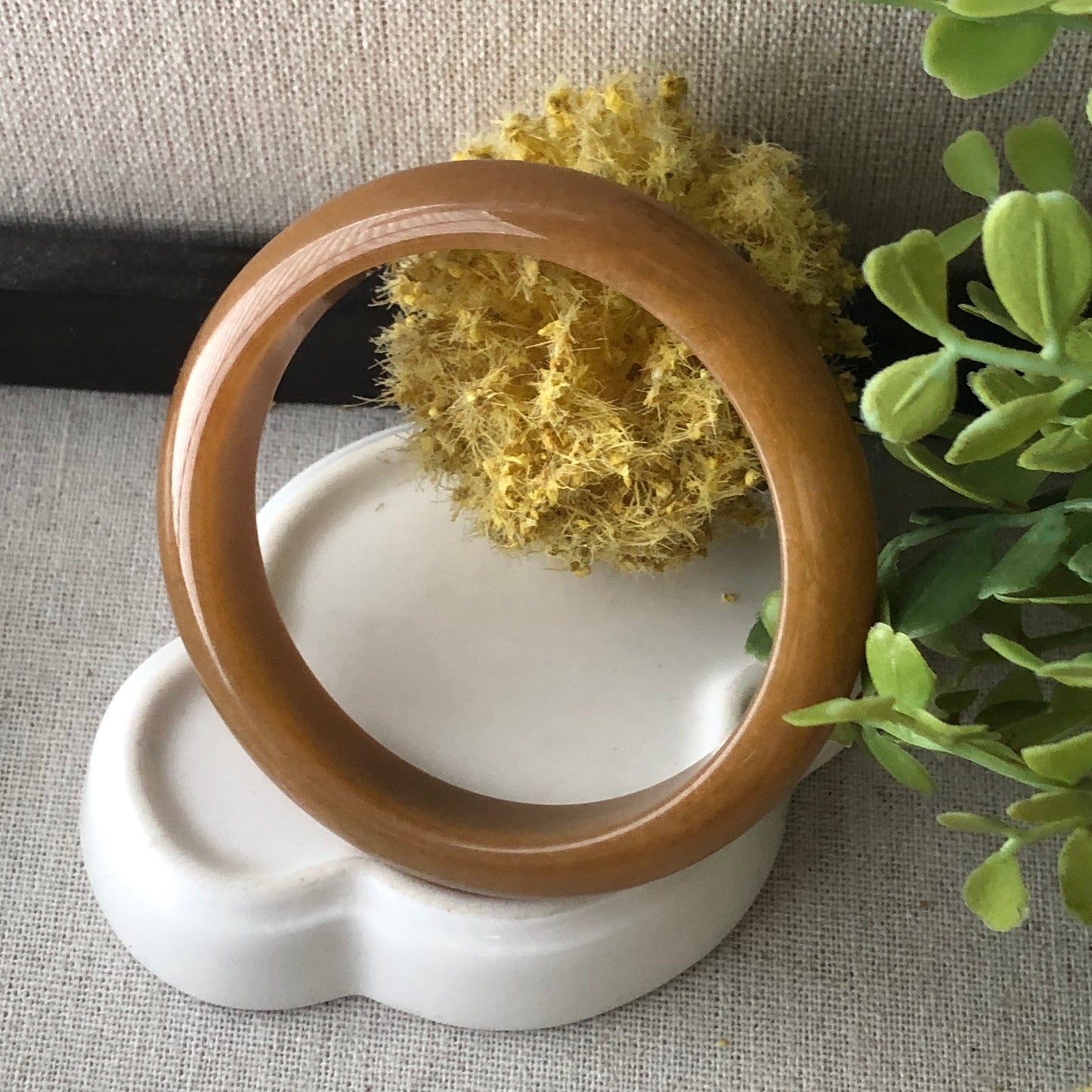 56.5mm Icy Jadeite Jade Yellow Brown Bangle