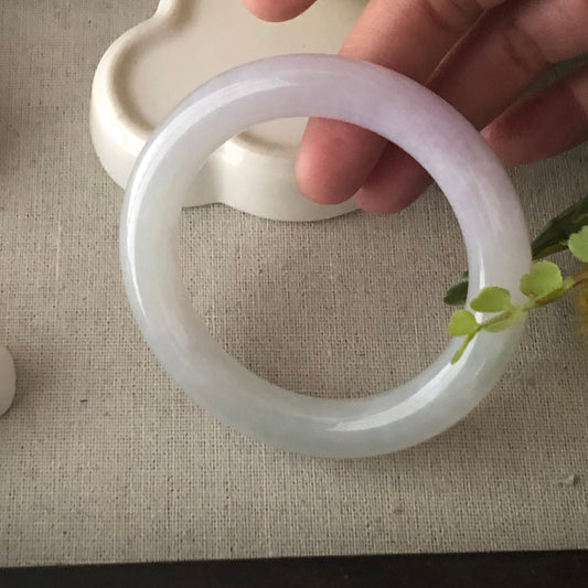 55mm Icy Jadeite Jade Lavender Green Tone Bangle