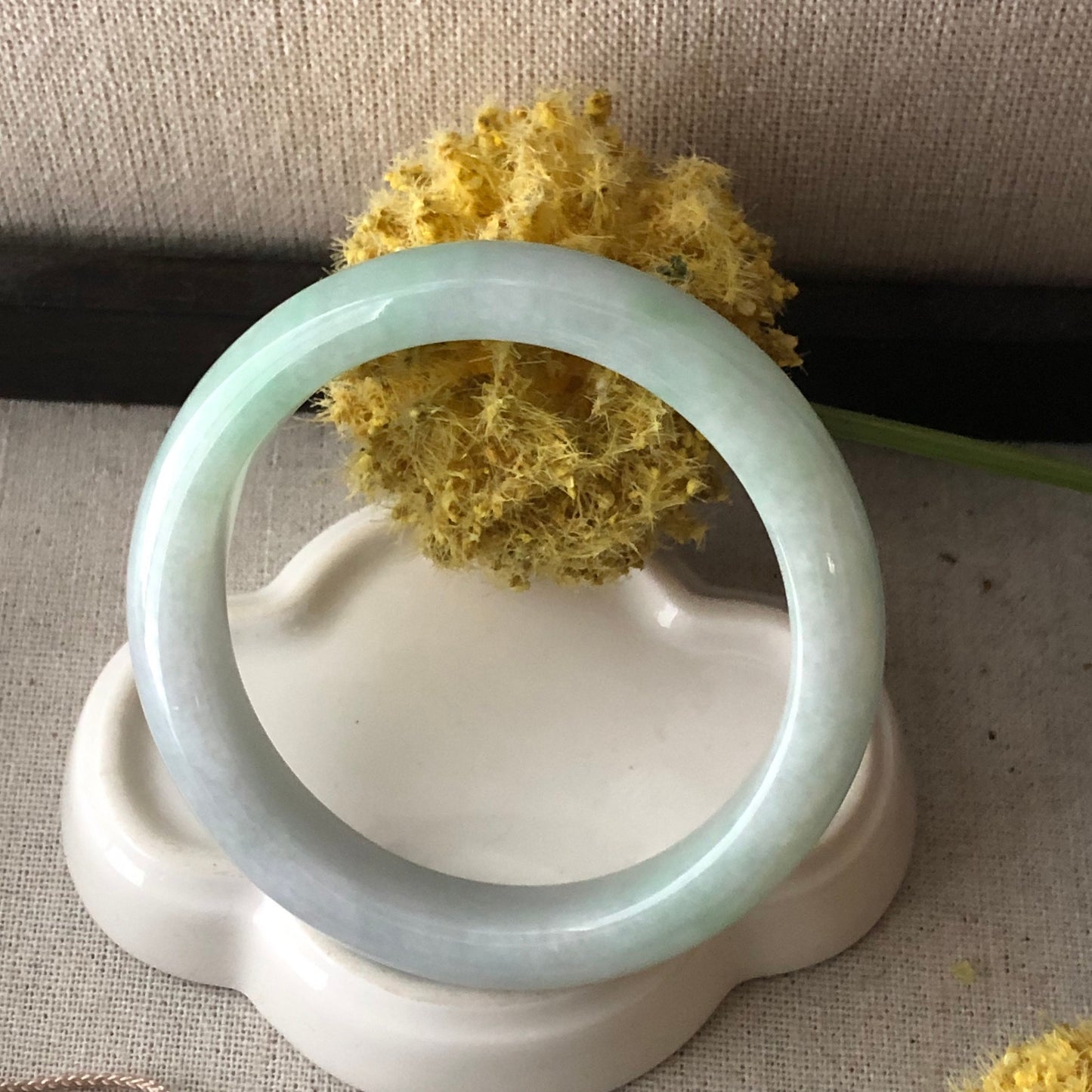 55mm Glossy Green D-shaped Bangle