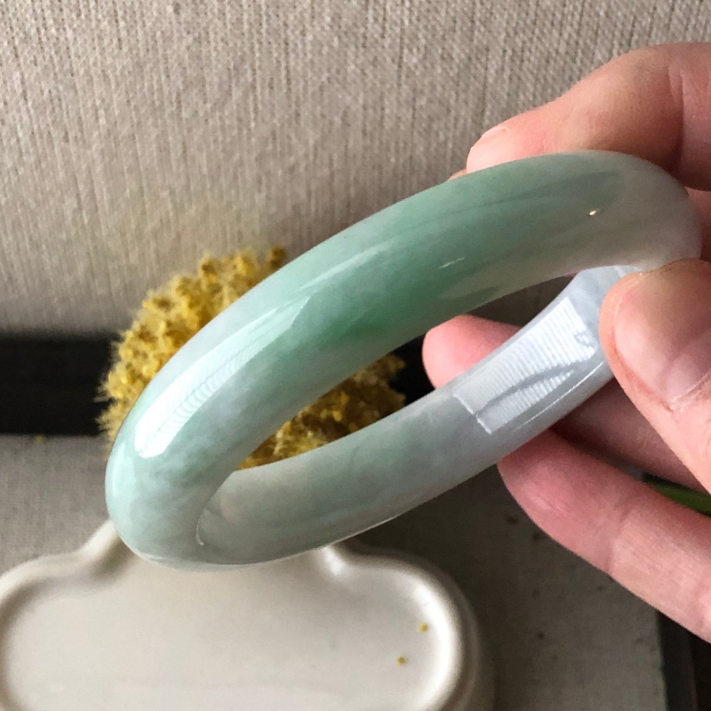 55mm Glossy Green D-shaped Bangle