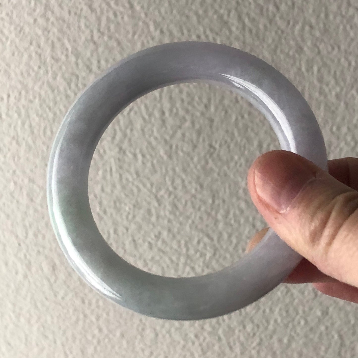 52-53mm Jadeite Jade Icy Light Green Lavender Tone Round Bangle