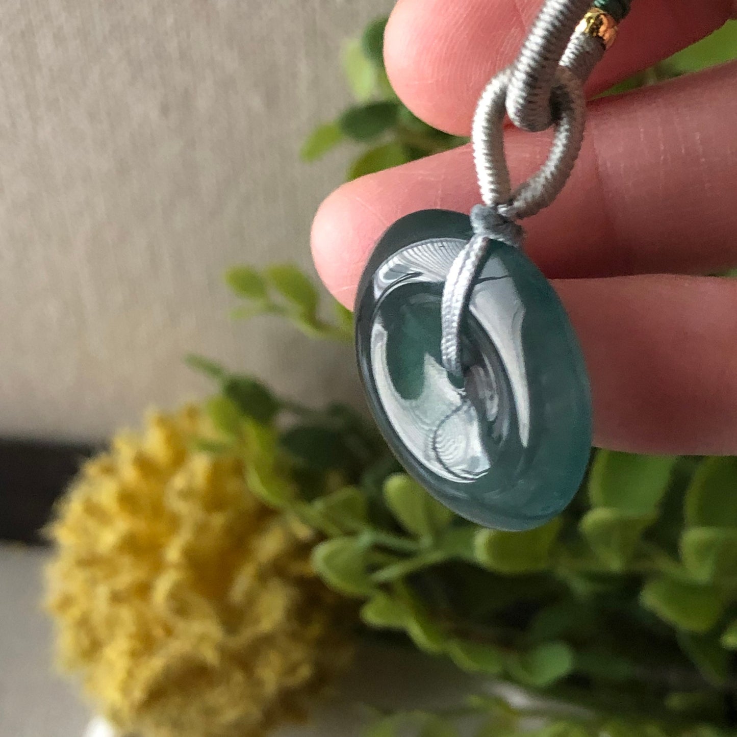 22mm High Icy Guatemalan Jade Blue Green Gradient Peace Donut Pendant
