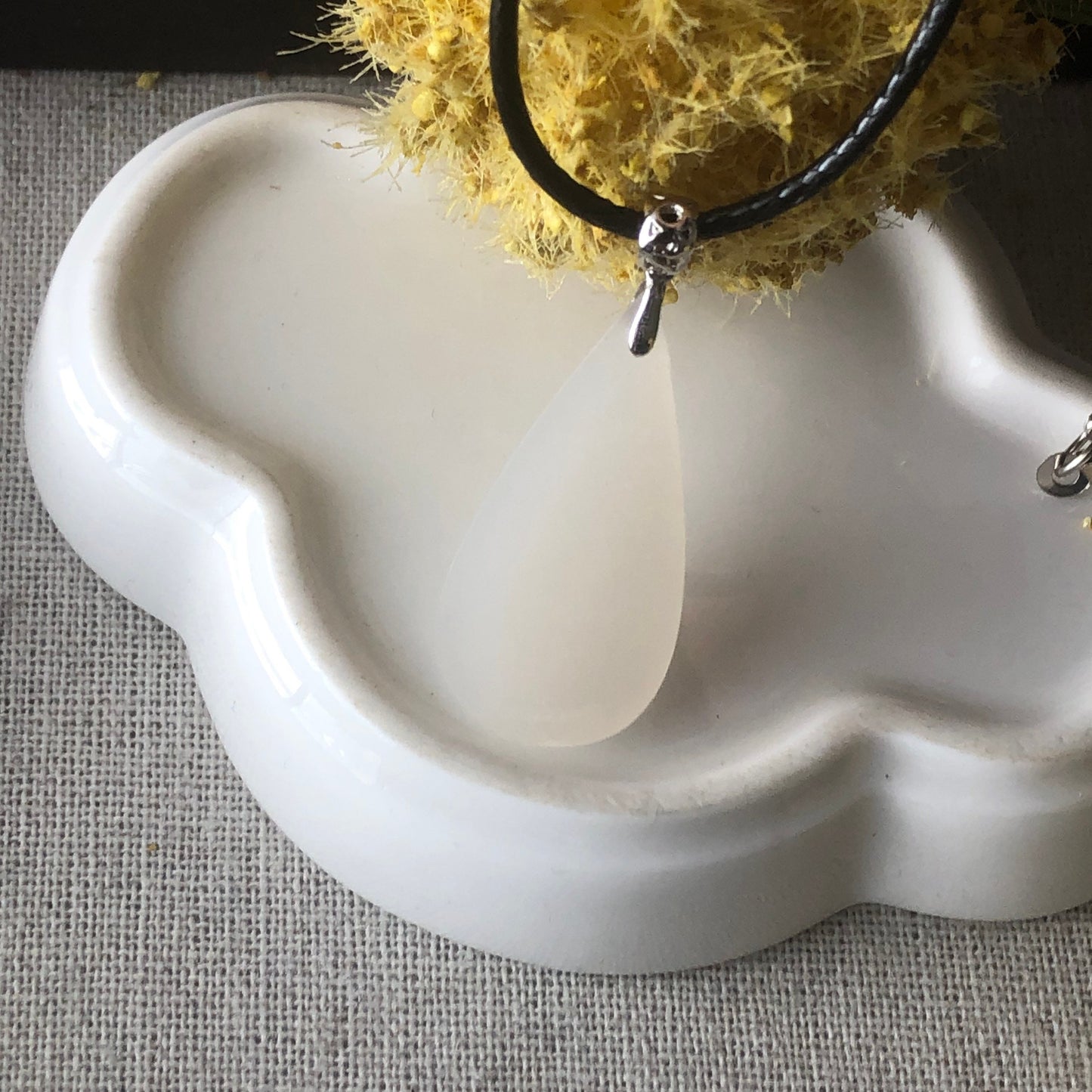 18K 30mm Pinkish Hetian Jade Waterdrop Pendant with 18K bail