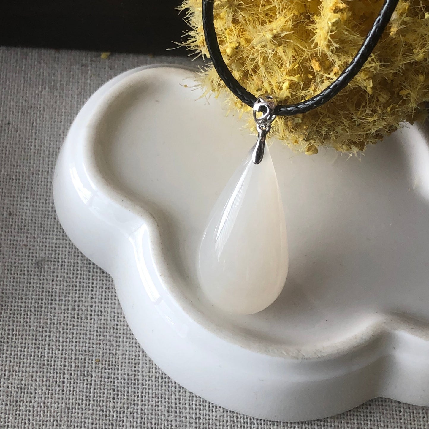 18K 30mm Pinkish Hetian Jade Waterdrop Pendant with 18K bail