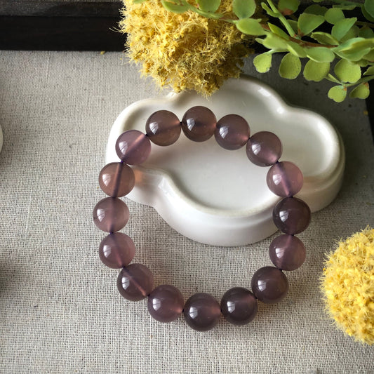 12mm High Quality Ic Agate Lavender Pink Grade A Natural Bead Bracelet
