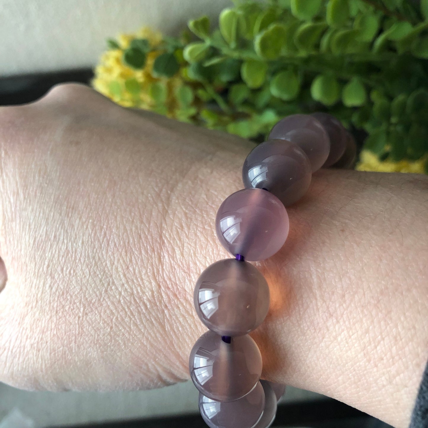 12mm High Quality Ic Agate Lavender Pink Grade A Natural Bead Bracelet