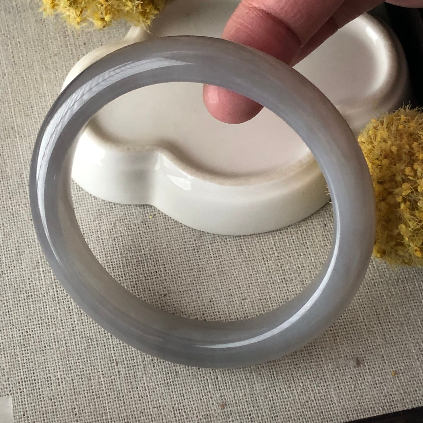 58mm Icy Hetian Smoky Lavender Jade Bangle