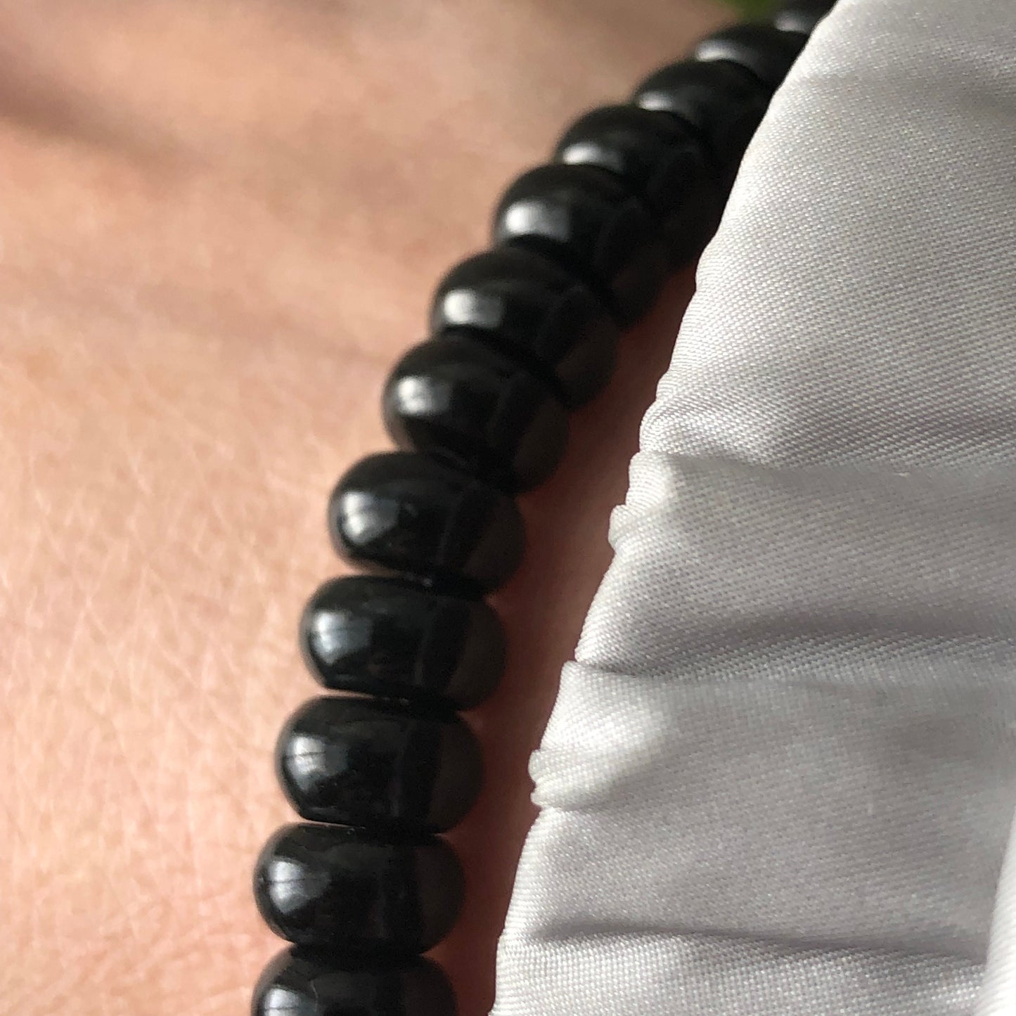 8 mm Icy Glossy Omphacite Jade Flat Bead  Bracelet