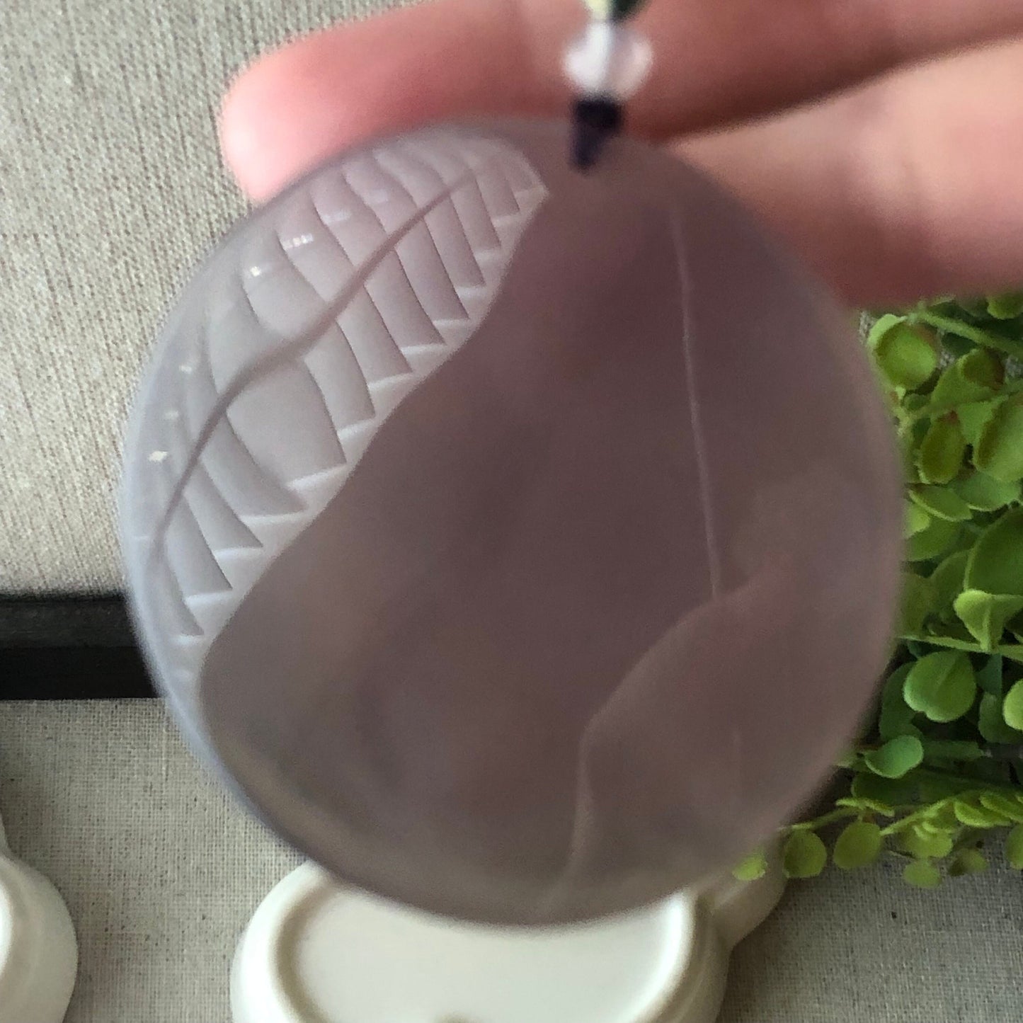 55 mm High Quality Agate Carved Lavender Lion Pendant