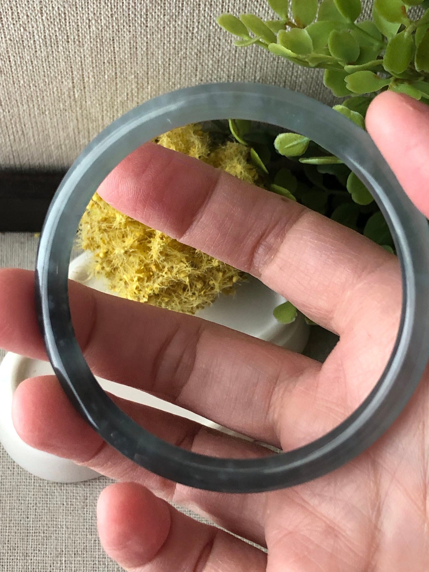 57-58mm High Quality Icy Guatemalan Jade Blue Green Tone Slim Rounded Bangle