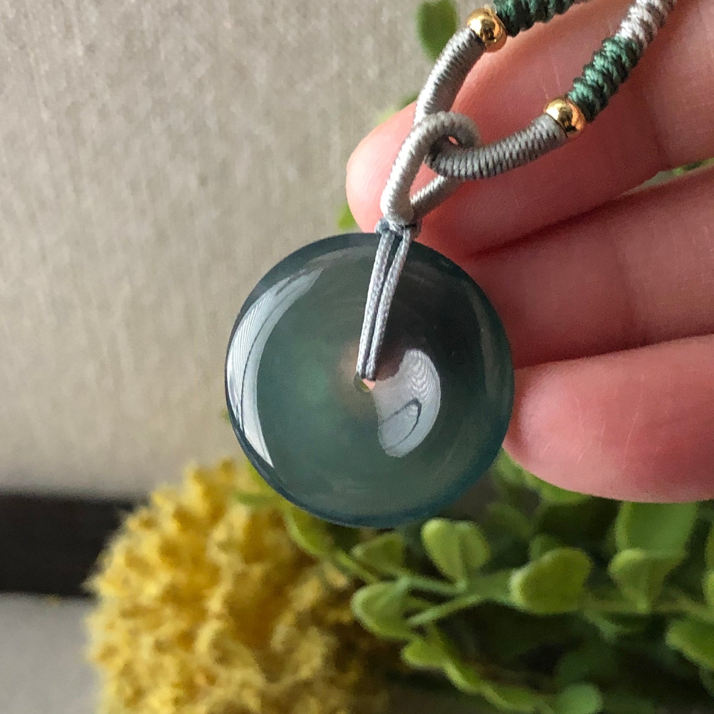 22mm High Icy Guatemalan Jade Blue Green Gradient Peace Donut Pendant