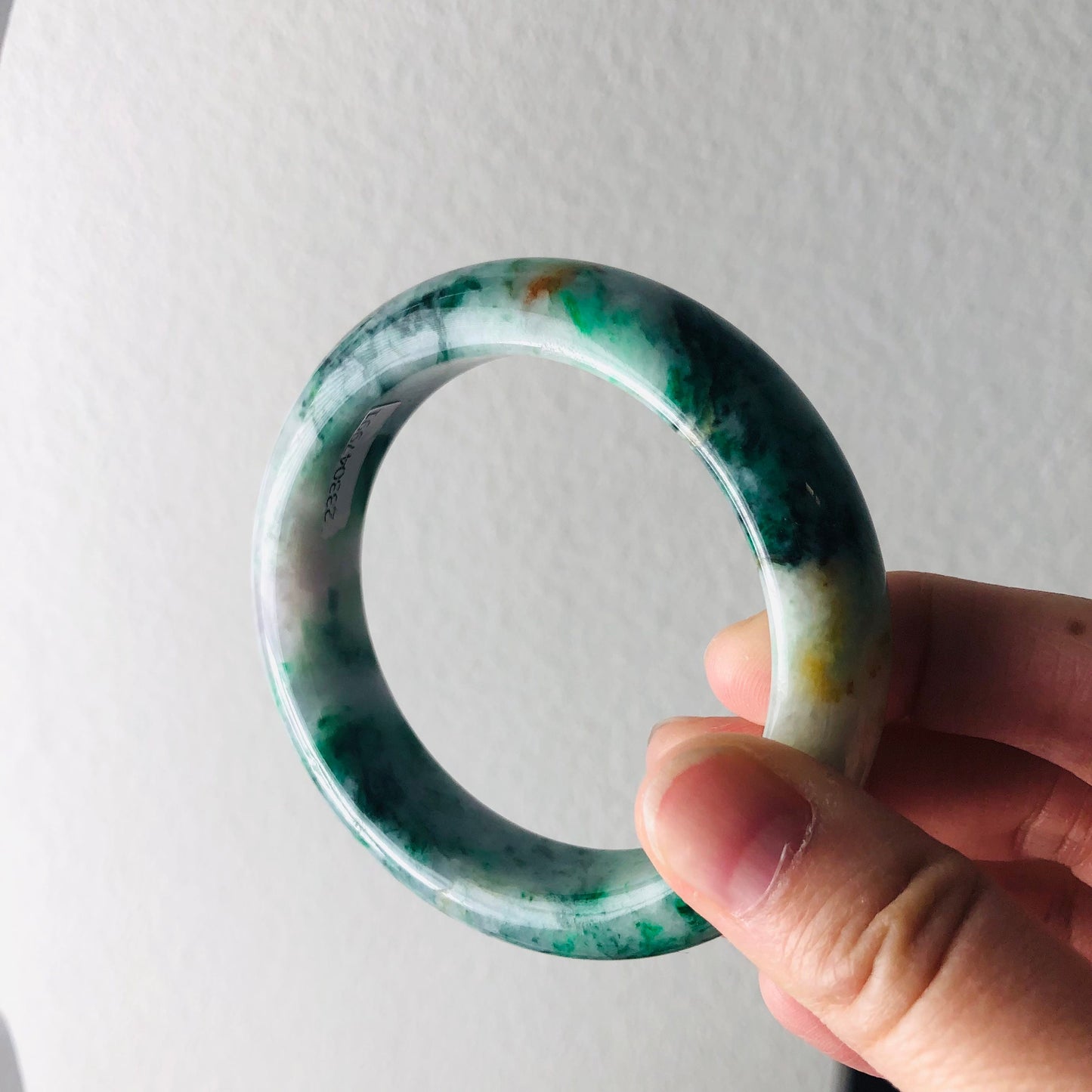 57mm Jadeite Jade Earthy Green Yellow Moss  Bangle