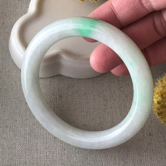 55-56 mm Jadeite Jade Green Moss Round Bangle